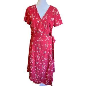 Kosan Travel Co Women M Go Travel Convertible Wrap Dress Red Floral V Neck